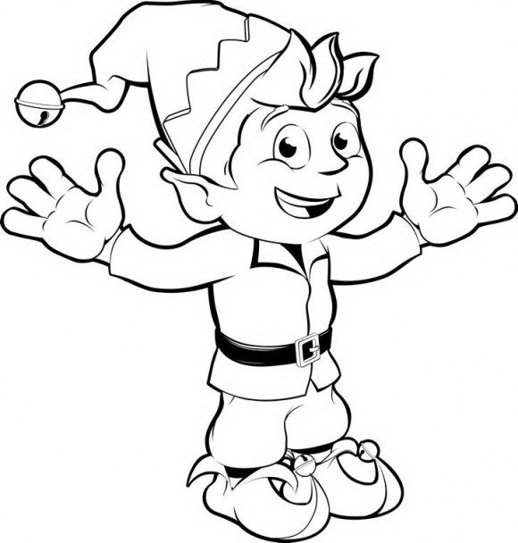 christmas elf clipart black and white - photo #11